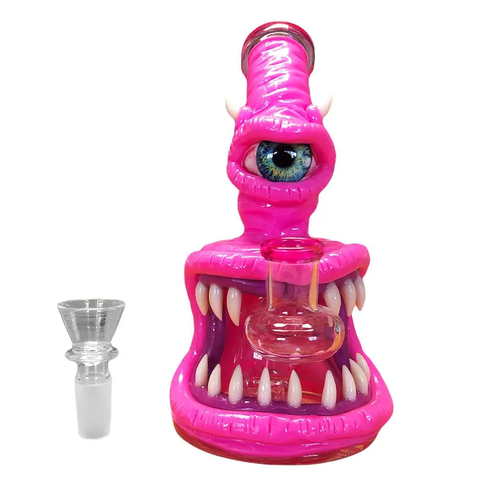 Monster stakleno-glineni bong 16 cm ružičasta