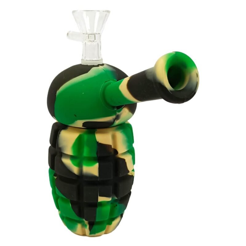 Kamuflažni silikonski bong Green Grenade s uklonjivim dijelovima 16 cm