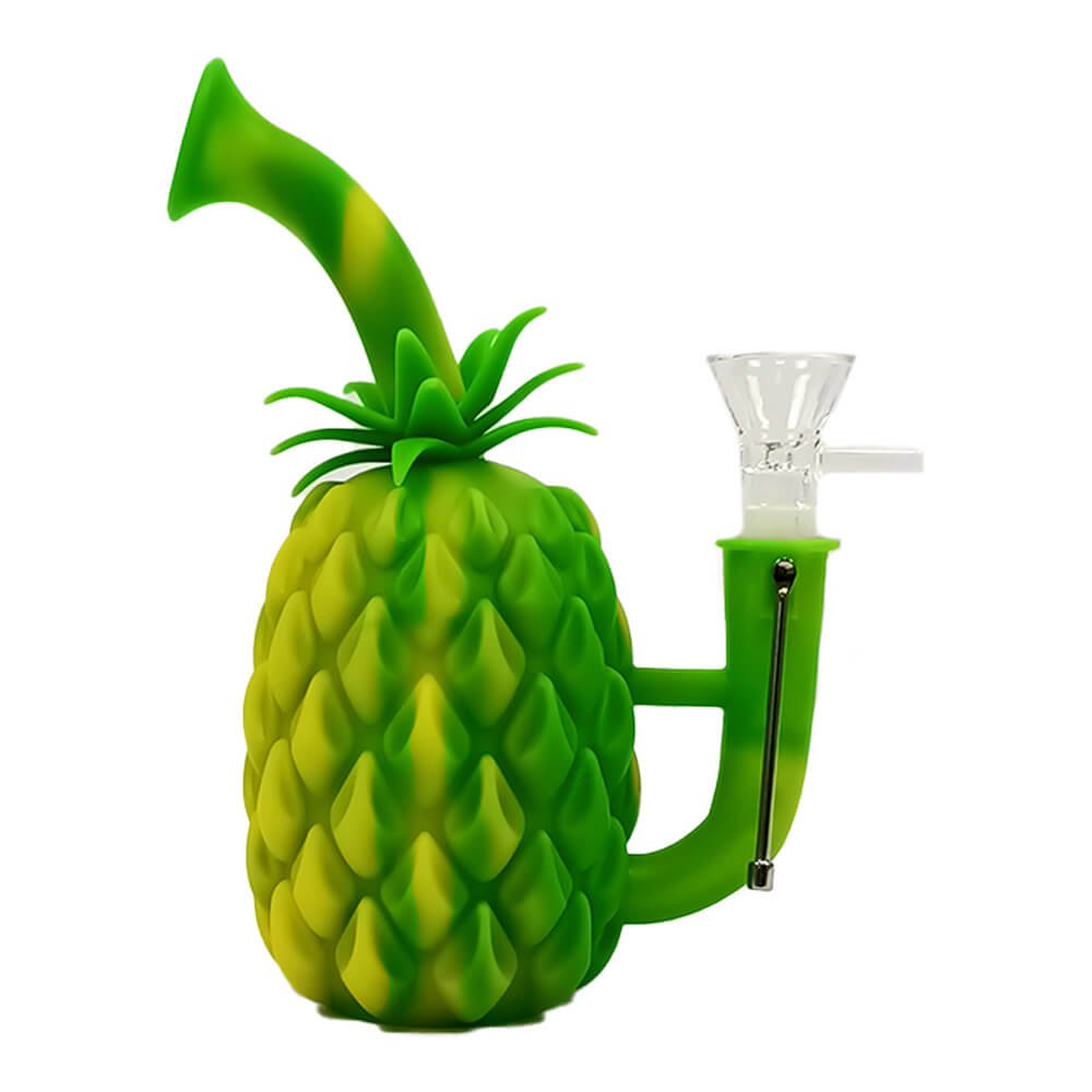 Silikonski bong Ananas s metalnom žlicom i odvojivim dijelovima 18 cm