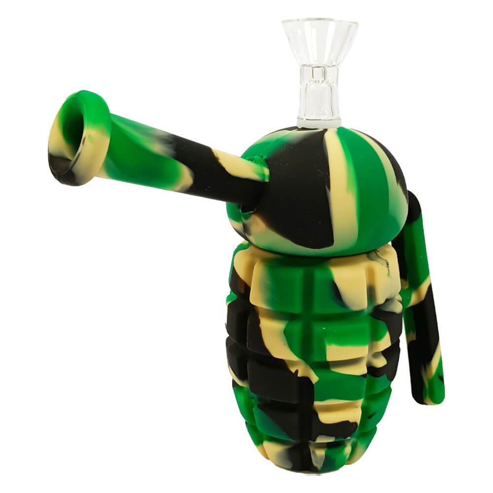 Kamuflažni silikonski bong Green Grenade s uklonjivim dijelovima 16 cm